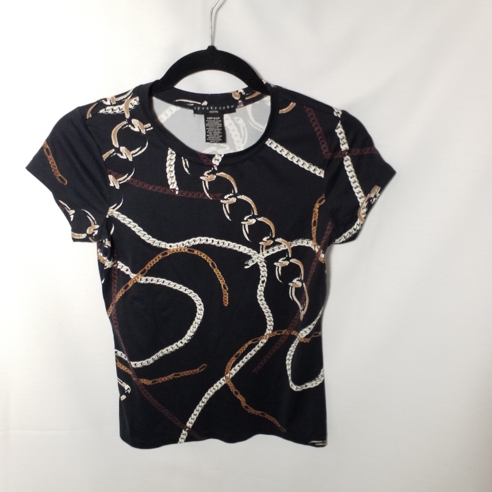 Apostrophe short sleeved black shirt